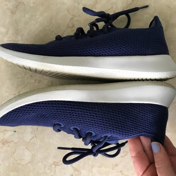 Allbirds Tree Runner Sz 9 Eco Friendly Wool Shoes Navy Blue and White - Picture 11 of 11